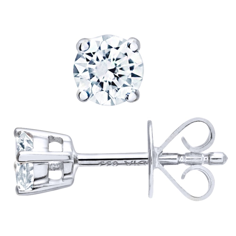 SPARKLD Platinum Stud Earrings, IJ/I Certified 0.33ct Round Brilliant Diamonds