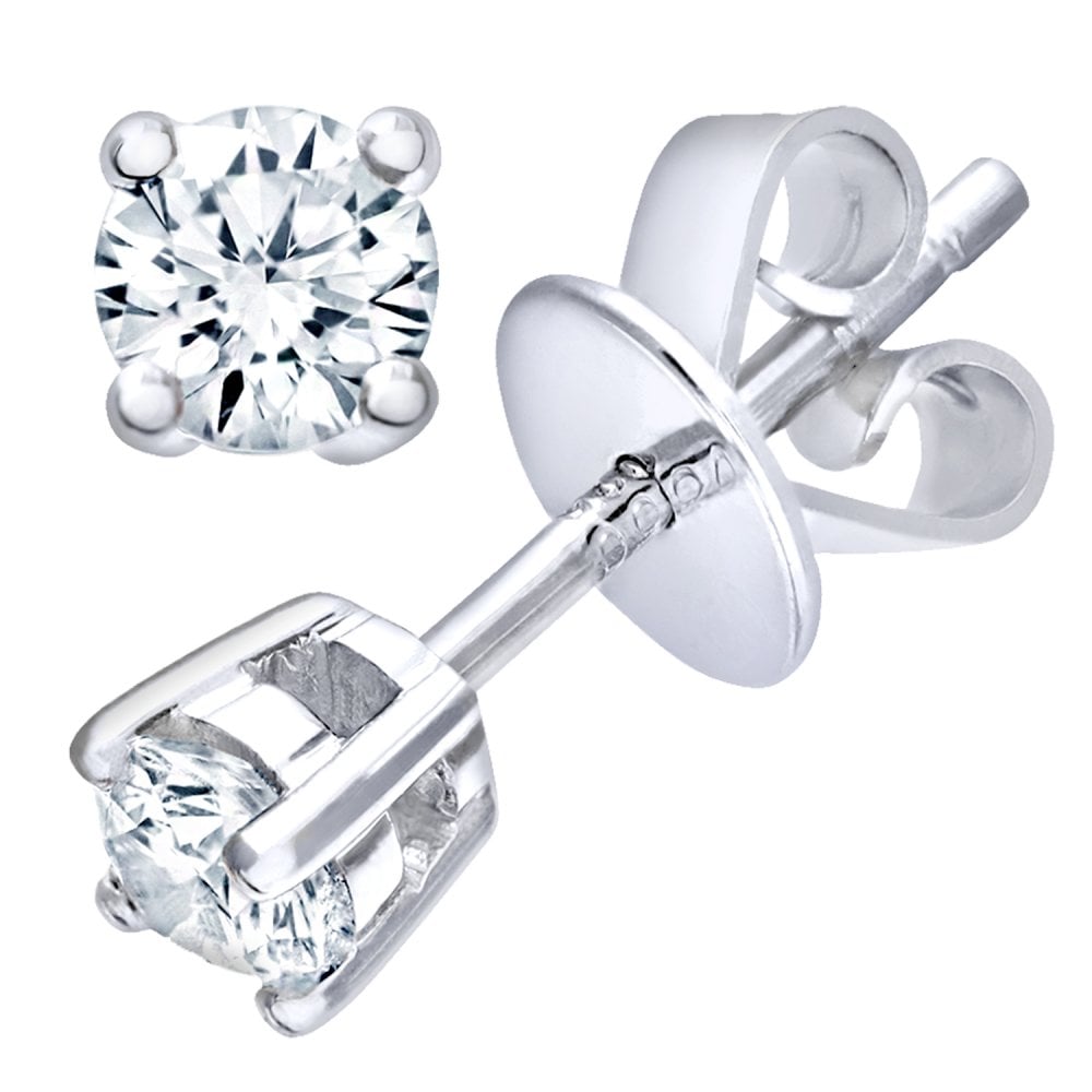 SPARKLD Platinum Stud Earrings, IJ/I Certified 0.25ct Round Brilliant Diamonds