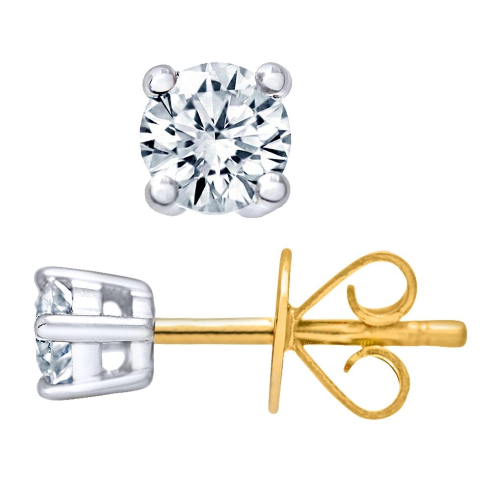 SPARKLD 9ct Yellow Gold 0.25ct I/I1 Certified Round Brilliant Diamonds and Stud Earrings