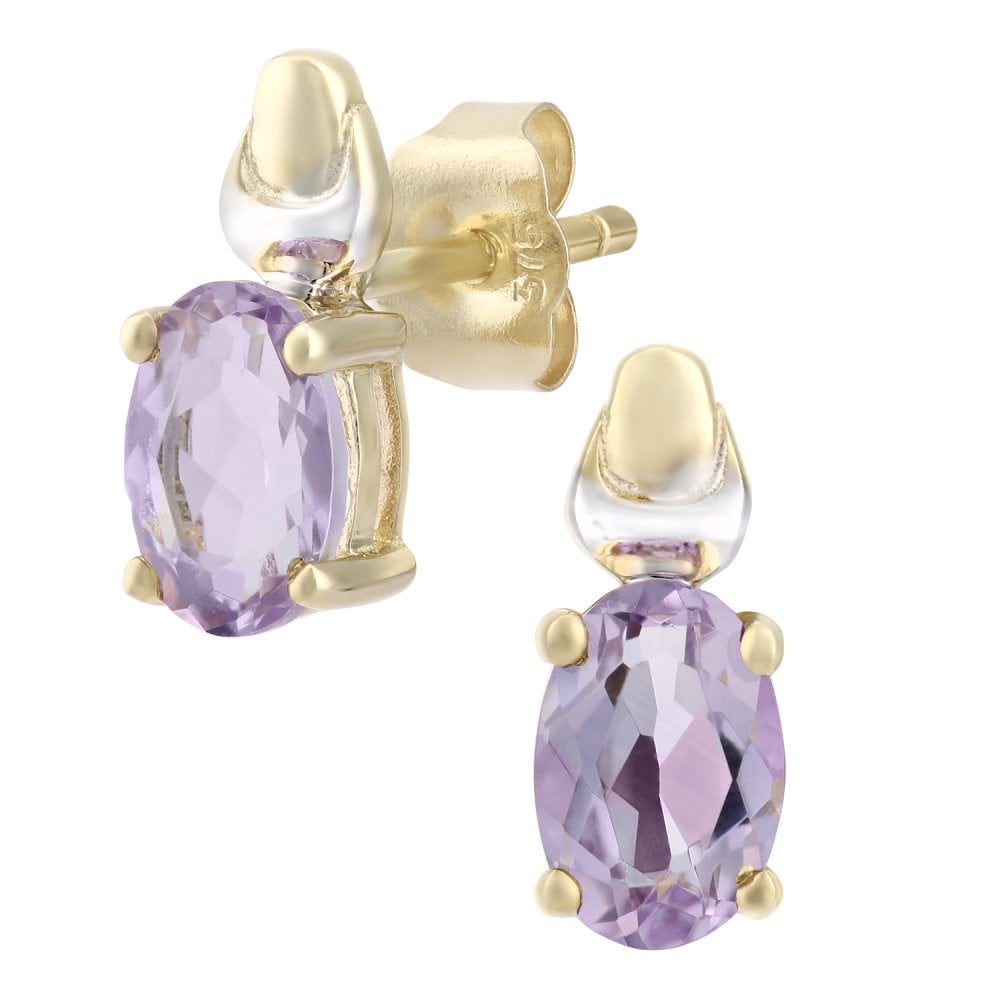 SPARKLD 9ct Gold Amethyst Birth Stone Earrings