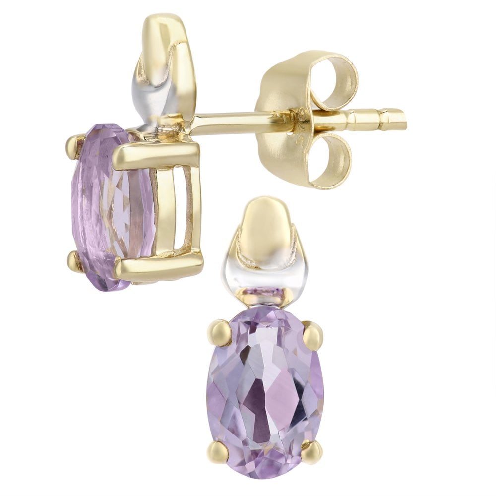 SPARKLD 9ct Gold Amethyst Birth Stone Earrings