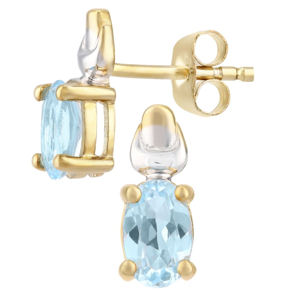 SPARKLD 9ct Gold Blue Topaz Birth Stone Earrings