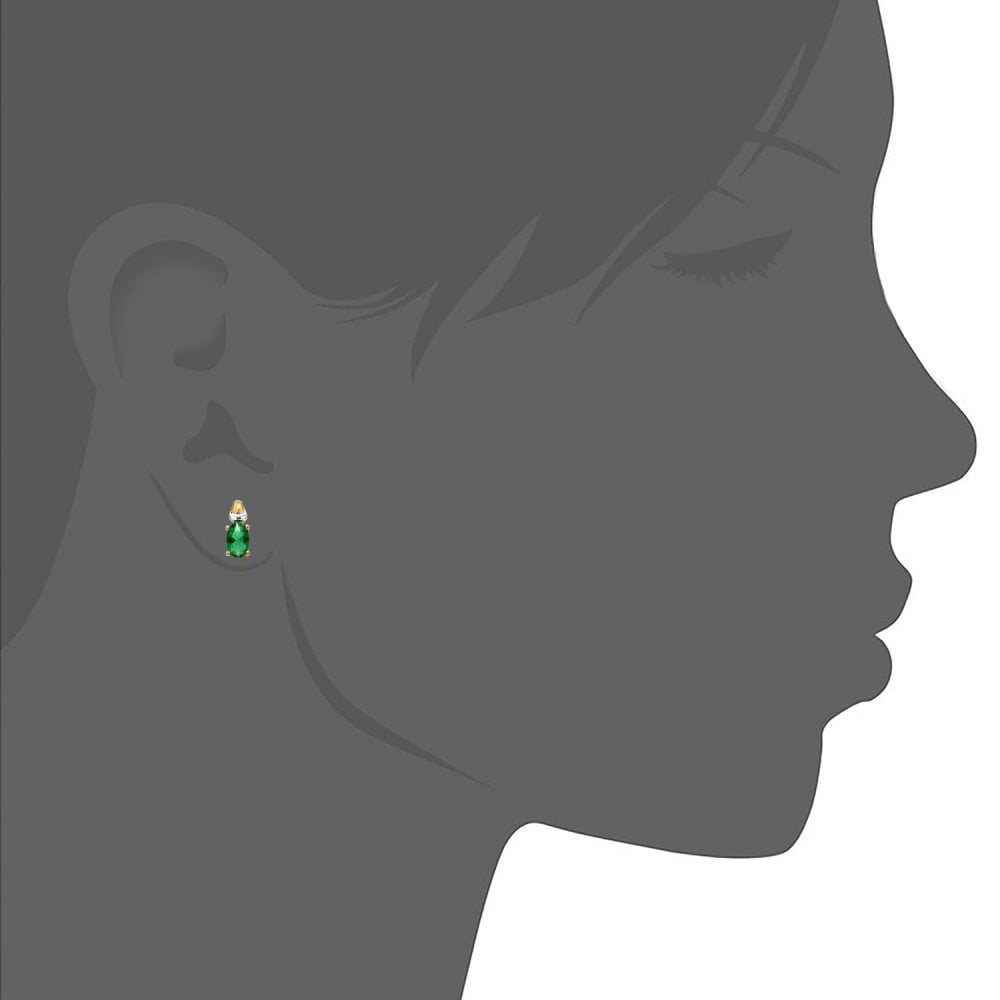 SPARKLD 9ct Gold Cubic Zirconia Created Emerald Birth Stone Earrings
