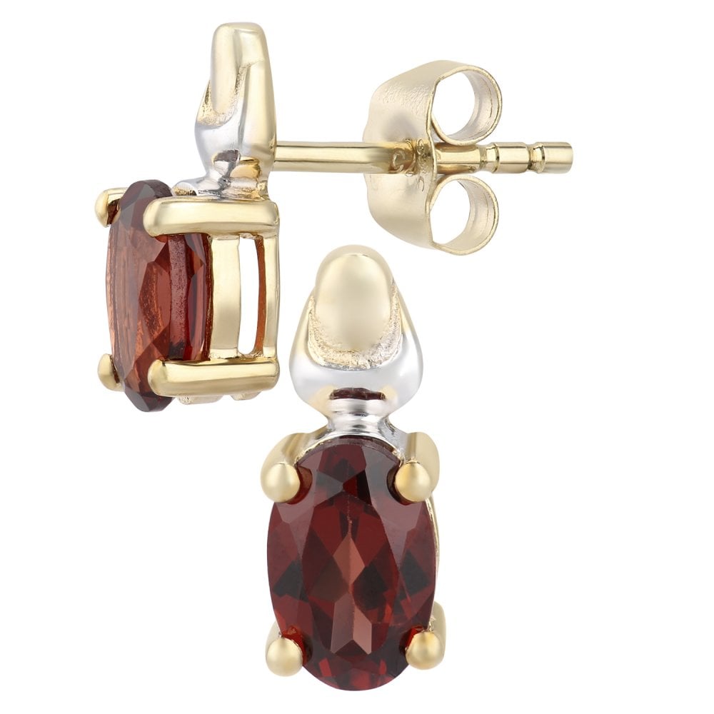 SPARKLD 9ct Gold Garnet Birth Stone Earrings