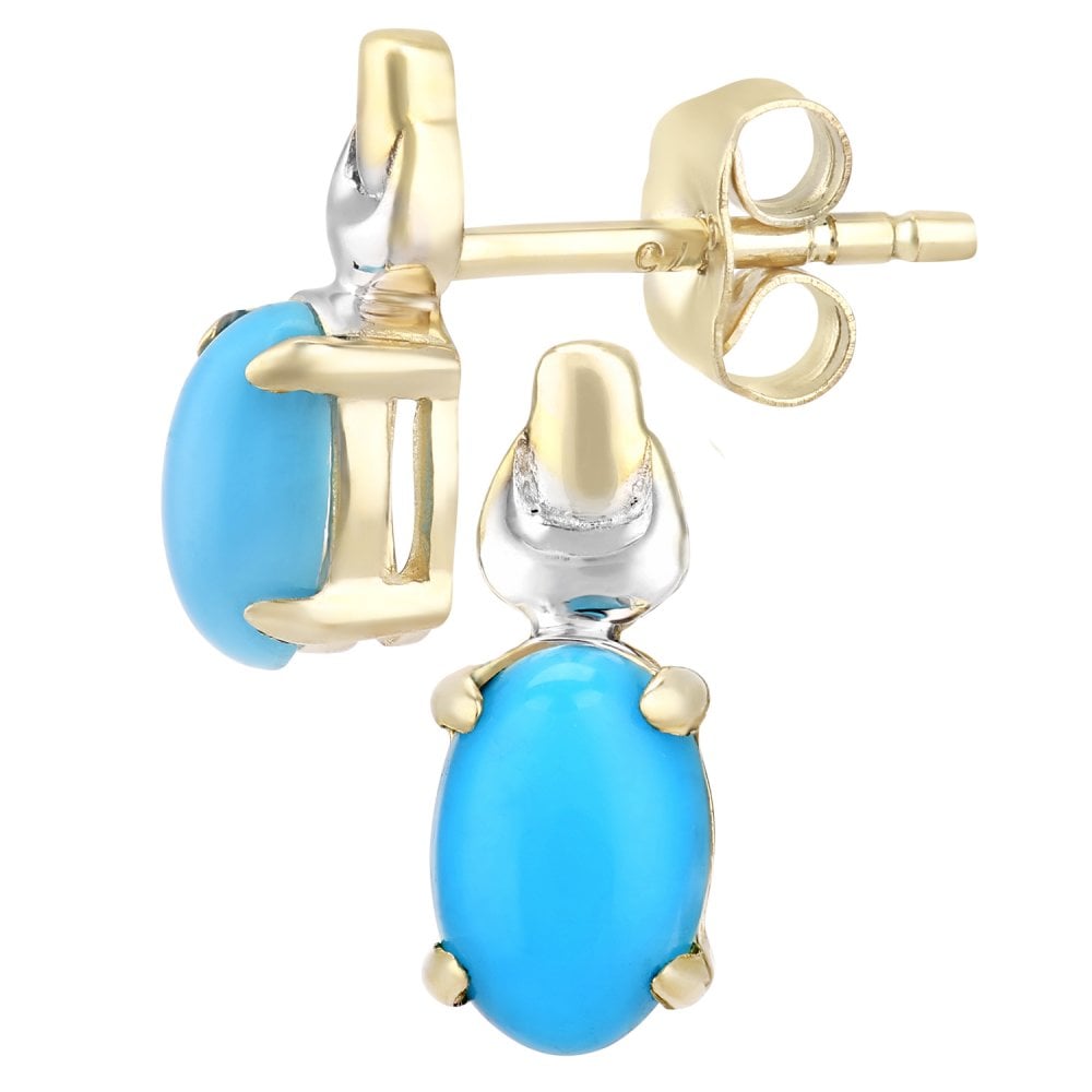 SPARKLD 9ct Gold Turquoise Birth Stone Earrings