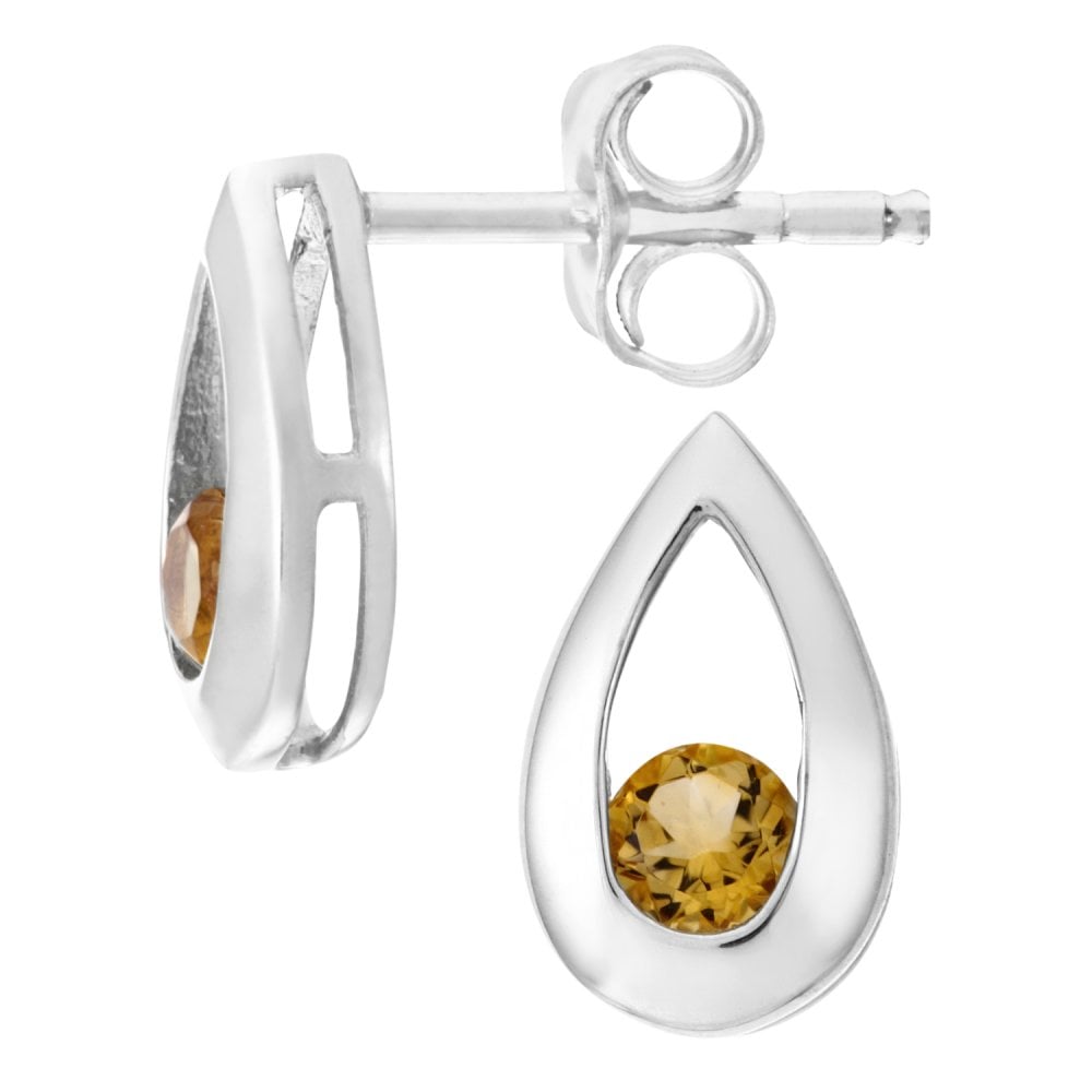 SPARKLD 9ct White Gold 0.25ct Citrine Teardrop Earrings