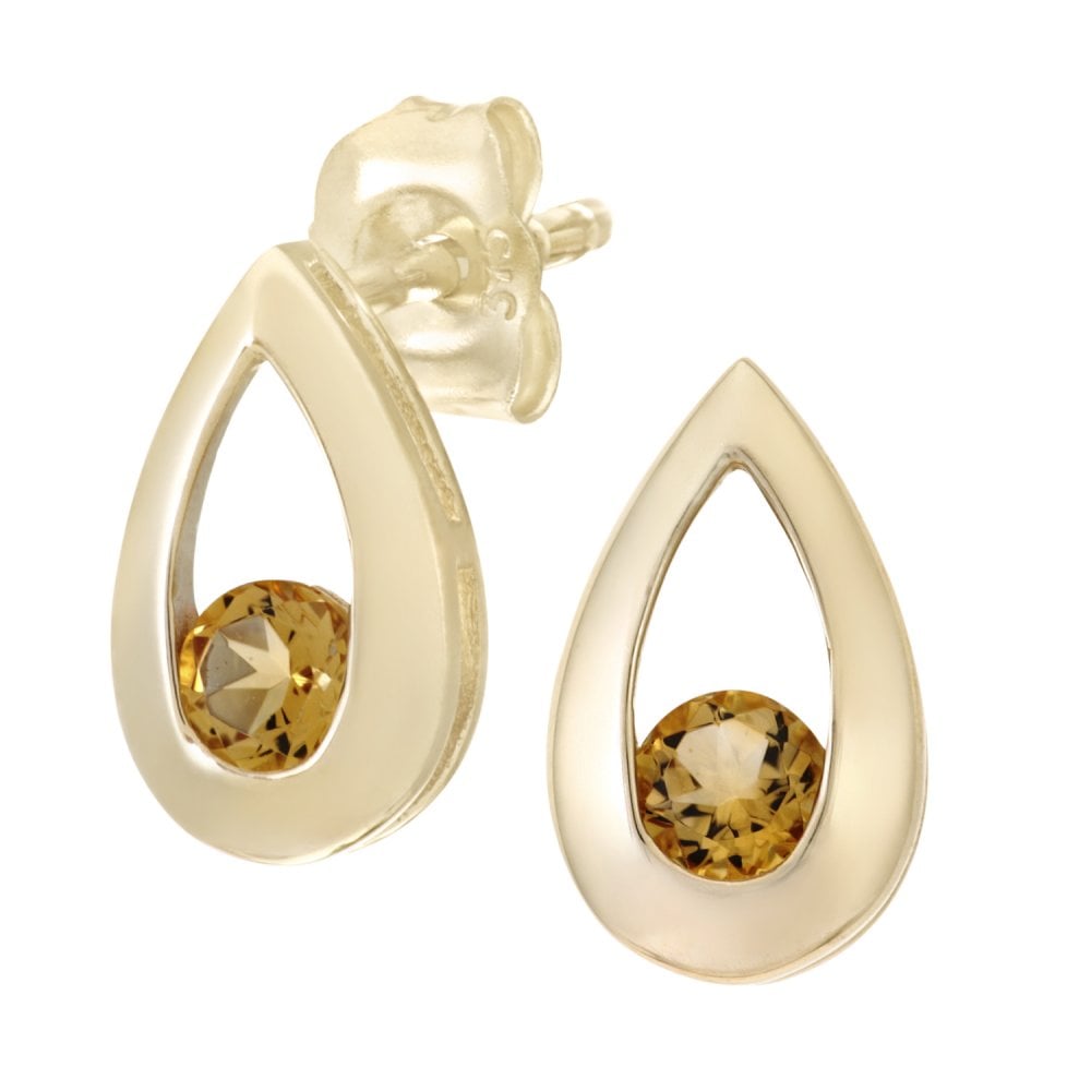 SPARKLD 9ct Yellow Gold 0.25ct Citrine Teardrop Earrings