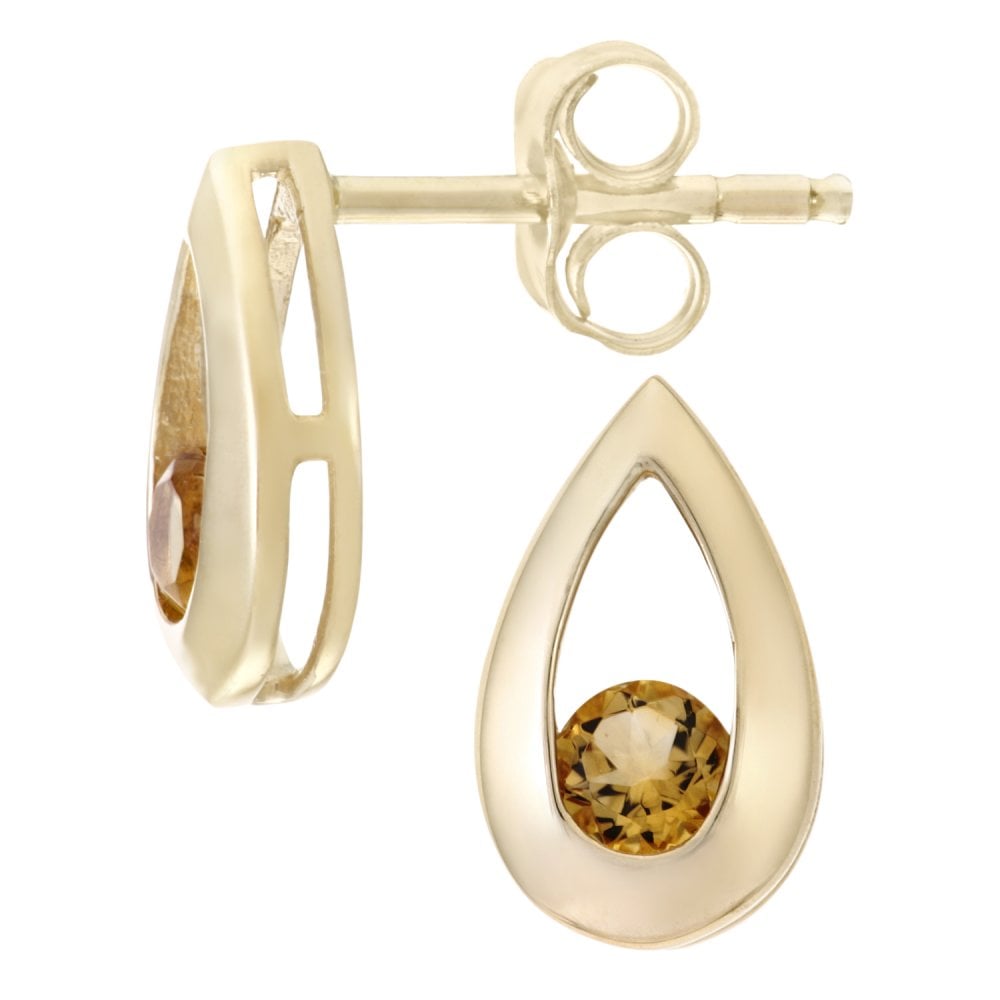 SPARKLD 9ct Yellow Gold 0.25ct Citrine Teardrop Earrings