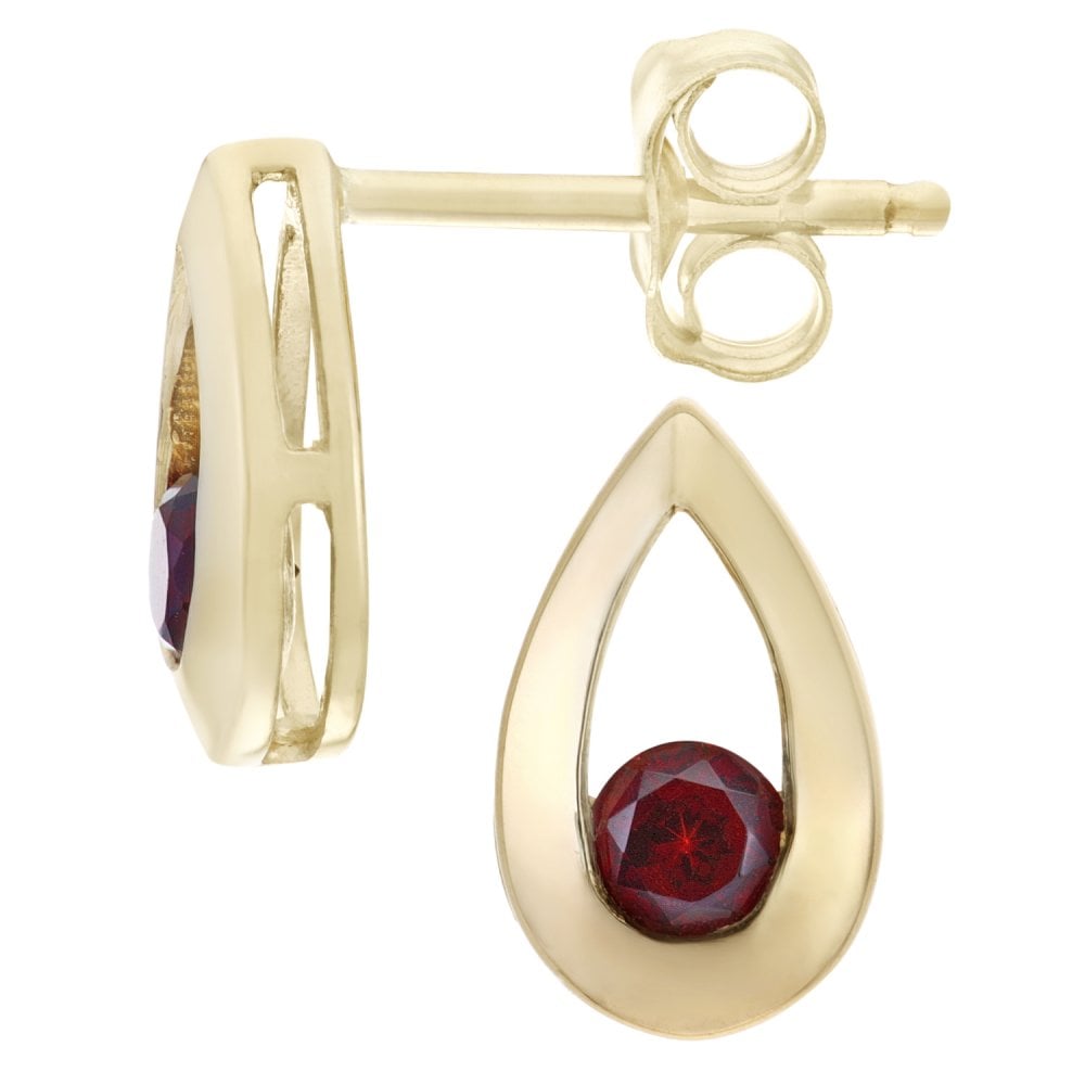 SPARKLD 9ct Yellow Gold 0.35ct Garnet Teardrop Earrings