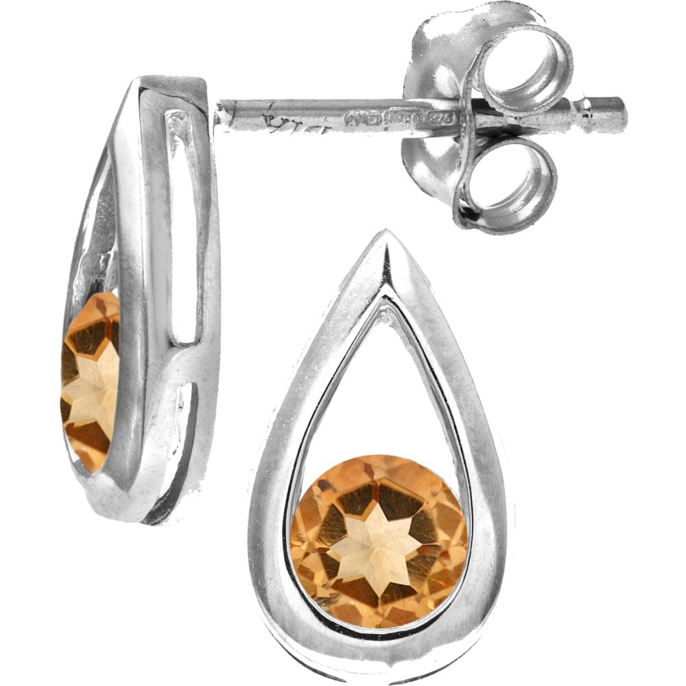 SPARKLD 9ct White Gold 0.30ct Citrine Teardrop Earrings