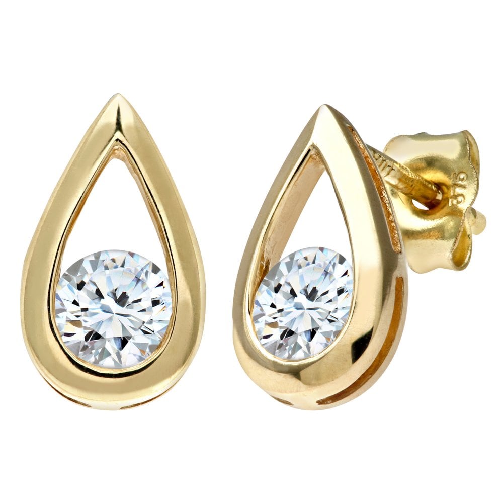 SPARKLD 9ct Yellow Gold 0.50ct Diamond Teardrop Earrings