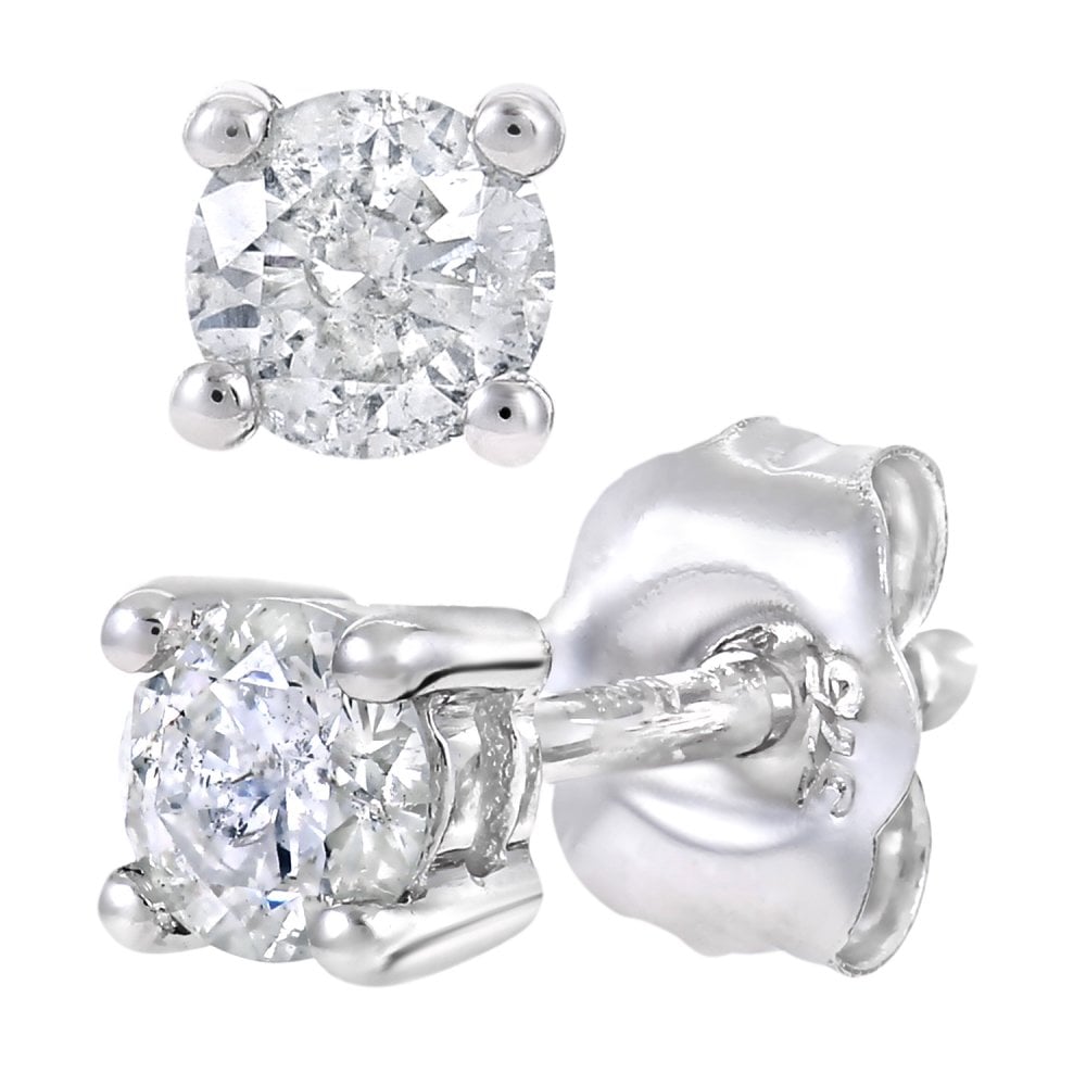 SPARKLD 9ct White Gold 0.25ct IJI2 Diamond Earrings