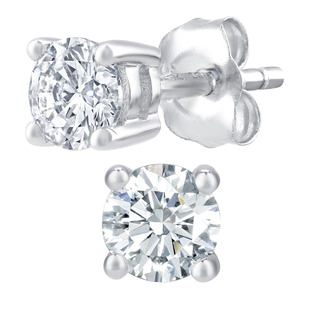 SPARKLD 9ct White Gold 0.50ct SingleStone JI2 Diamond Earrings 0.25ct on each earring