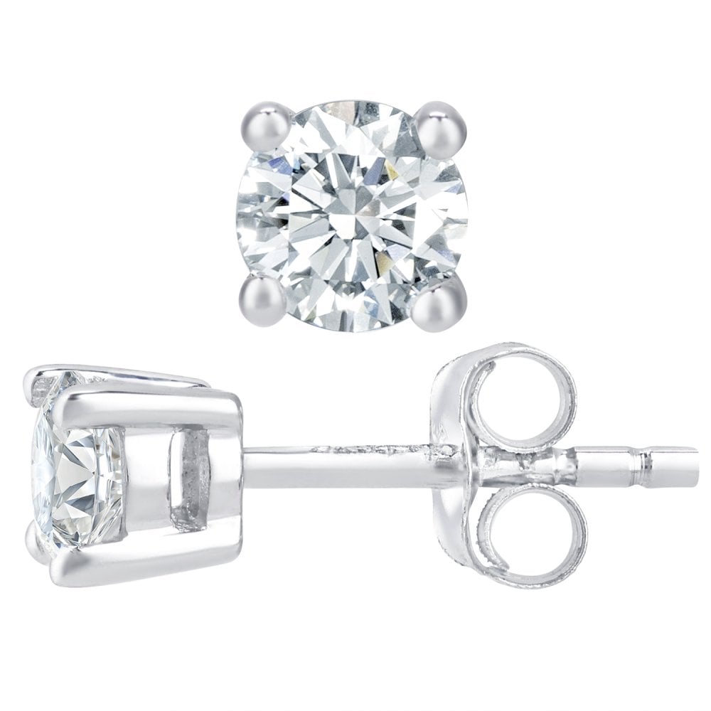 SPARKLD 9ct White Gold 0.50ct SingleStone JI2 Diamond Earrings 0.25ct on each earring