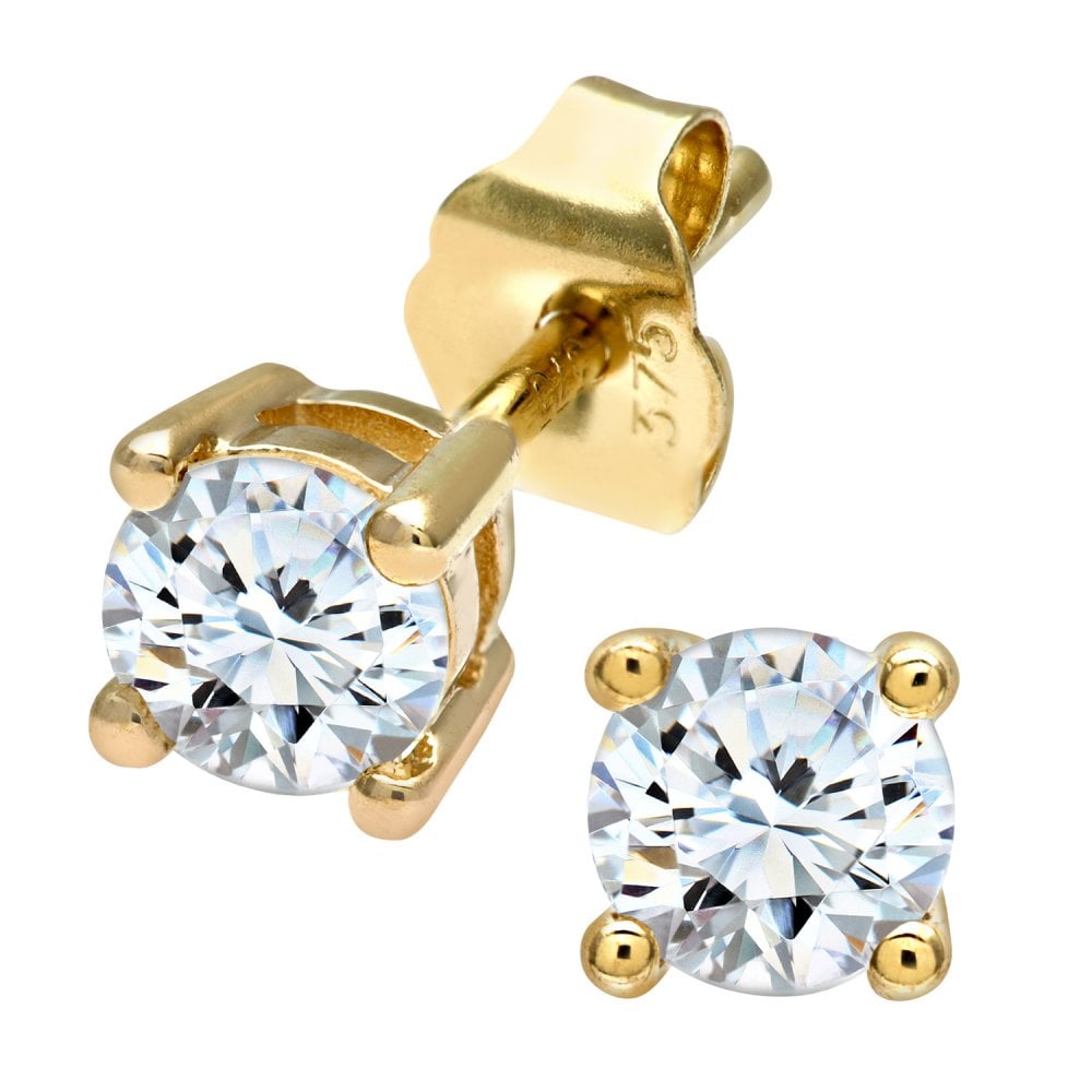 SPARKLD 9ct Yellow Gold 0.50ct JI2 SingleStone Diamond, 0.25ct Each Earring