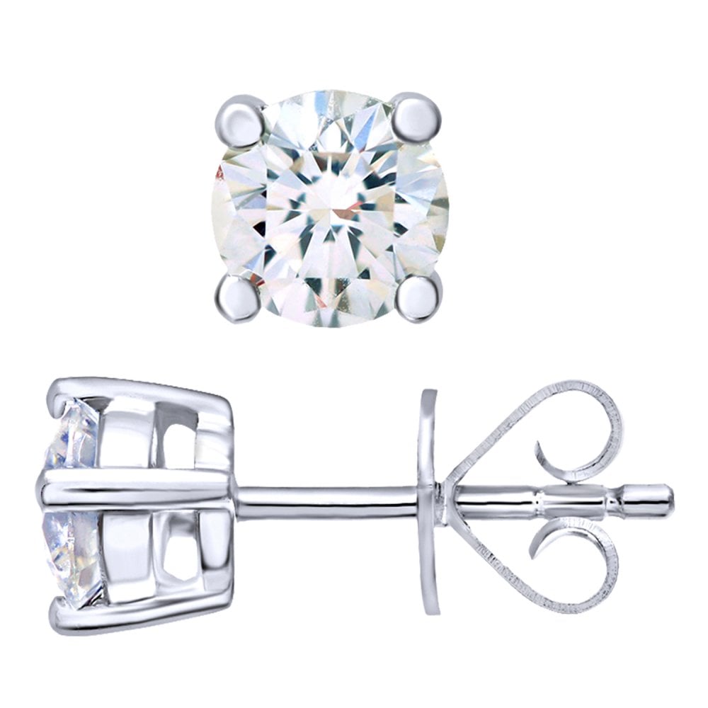 SPARKLD 18ct White Gold Stud Earrings, IJ/I Certified 0.75ct Round Brilliant Diamonds