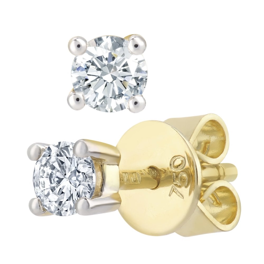 SPARKLD 18ct Yellow Gold 1/4ct Diamond Solitaire Stud Earrings