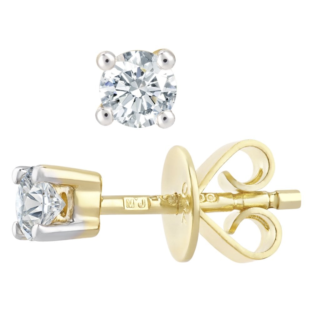 SPARKLD 18ct Yellow Gold 1/4ct Diamond Solitaire Stud Earrings