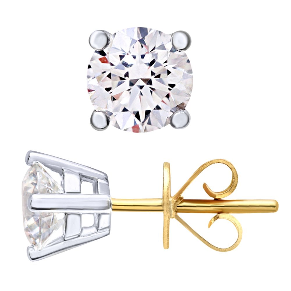 SPARKLD 18ct Yellow Gold Round Brilliant 1.00ct G/VS2 Certified Diamond Stud Earrings