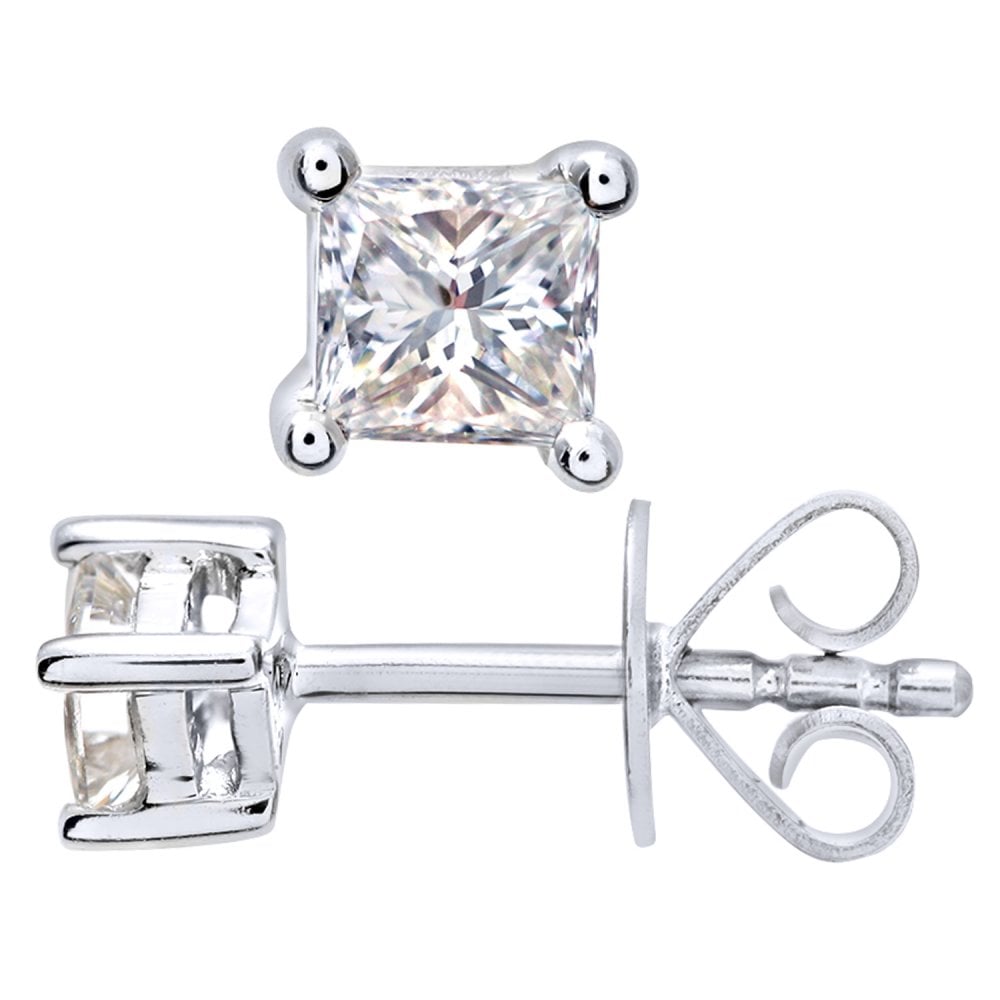 SPARKLD Platinum Stud Earrings/I Certified 0.25ct Diamonds princess Cut