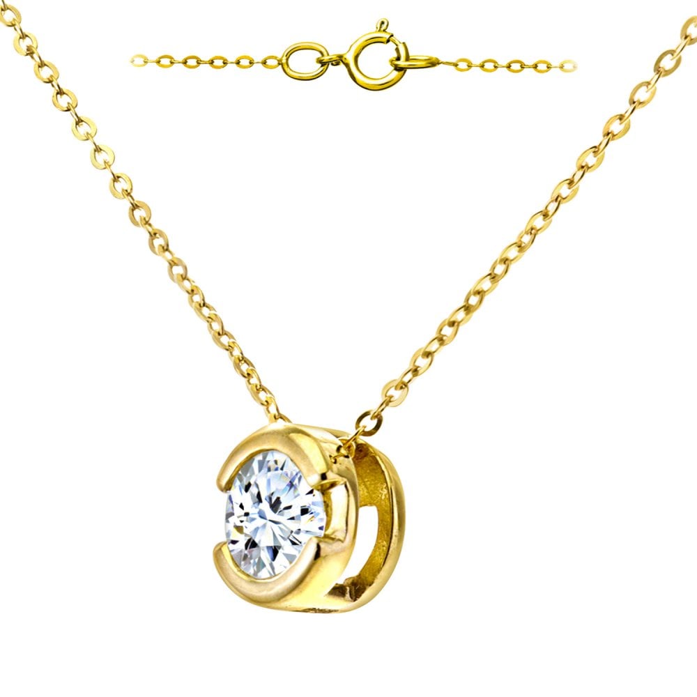 SPARKLD 9ct Yellow Gold 0.25ct Diamond Pendant with Chain Necklace of 46 cm