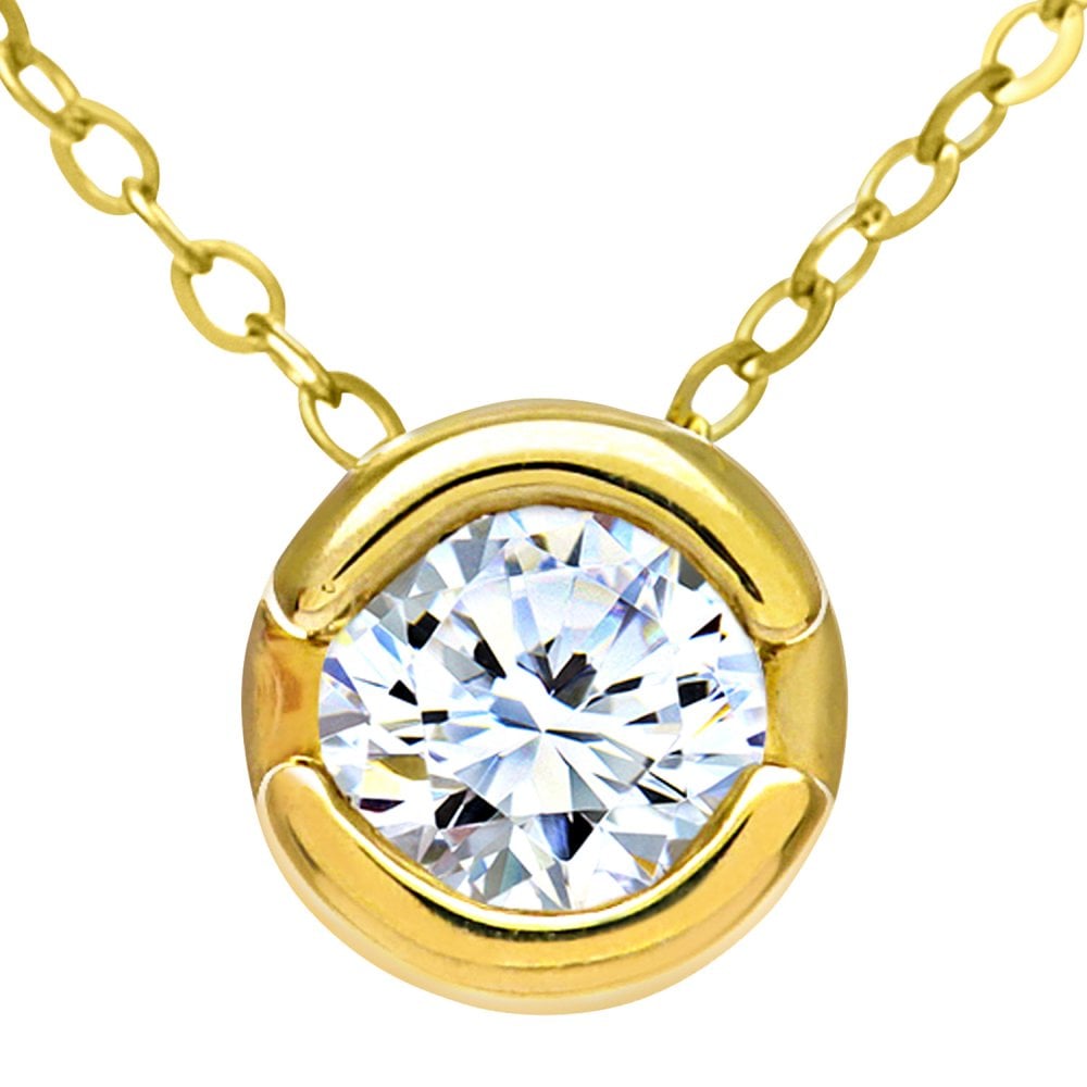 SPARKLD 9ct Yellow Gold 0.25ct Diamond Pendant with Chain Necklace of 46 cm