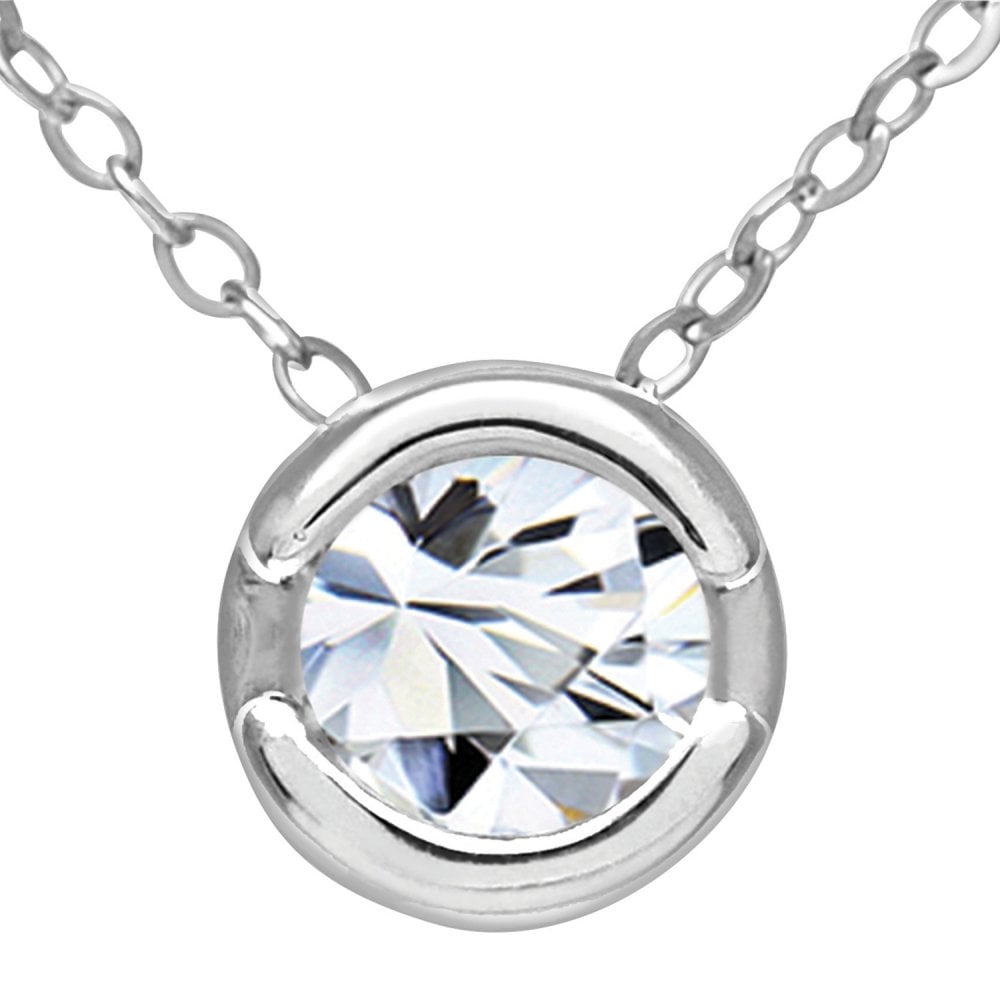 SPARKLD 9ct White Gold 0.33ct Diamond Rub Over Solitaire Pendant