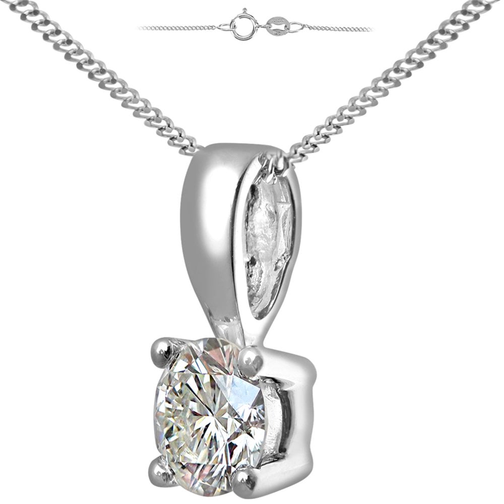 SPARKLD 18ct White Gold Round Brilliant 1.00ct Diamond Solitaire Chain