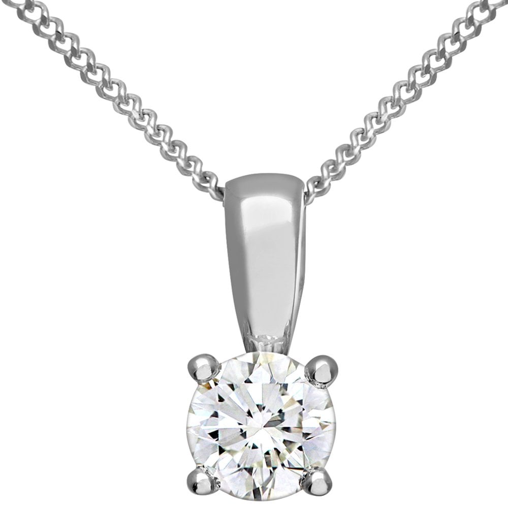 SPARKLD 950 Platinum IJ/I Certified Round Brilliant 0.50ct Diamond Solitaire Pendant on Chain