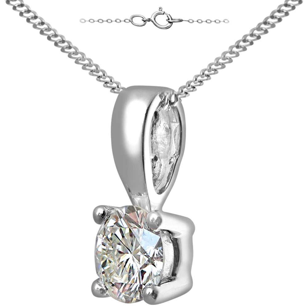 SPARKLD 950 Platinum IJ/I Certified Round Brilliant 0.50ct Diamond Solitaire Pendant on Chain