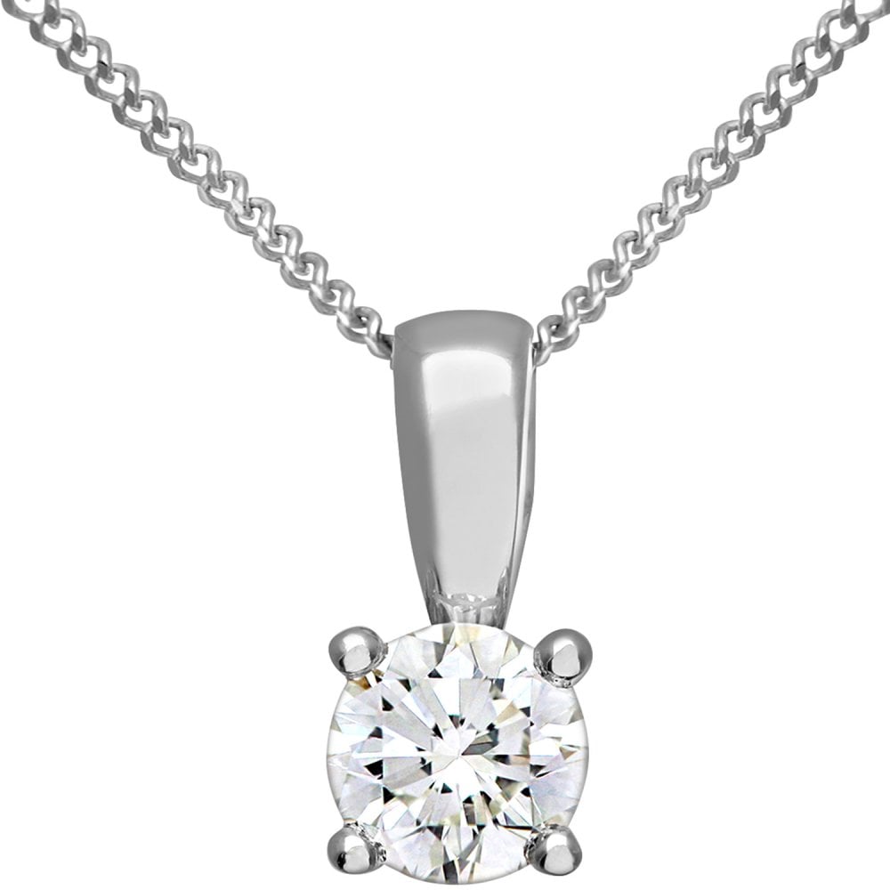 SPARKLD 950 Platinum IJ/I Certified Round Brilliant 0.33ct Diamond Solitaire Pendant on Chain