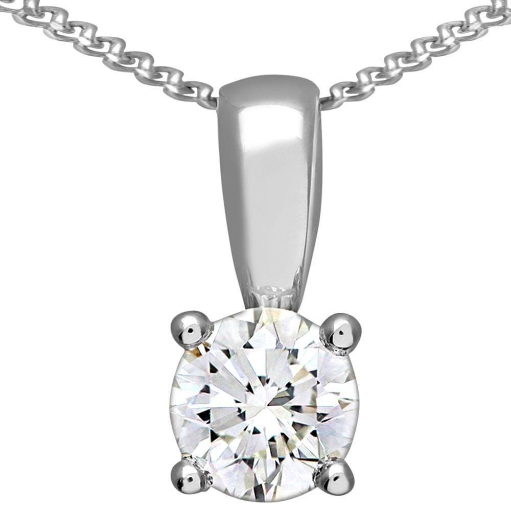 SPARKLD 950 Platinum IJ/I Certified Round Brilliant 0.33ct Diamond Solitaire Pendant on Chain