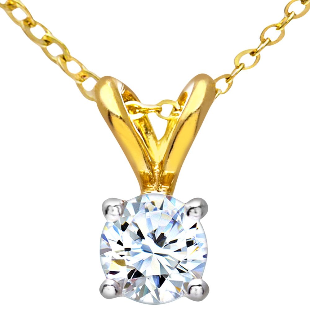 SPARKLD 9ct Yellow Gold 0.25ct Single Stone Diamond Pendant with 46 cm Yellow Gold Trace Chain Necklace