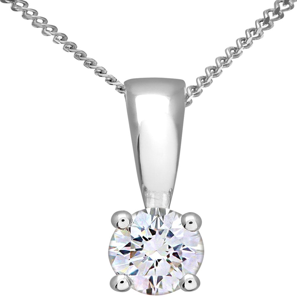 SPARKLD Platinum Solitaire IJ/I Certified 0.25ct Round Brilliant Diamond Pendant + Chain