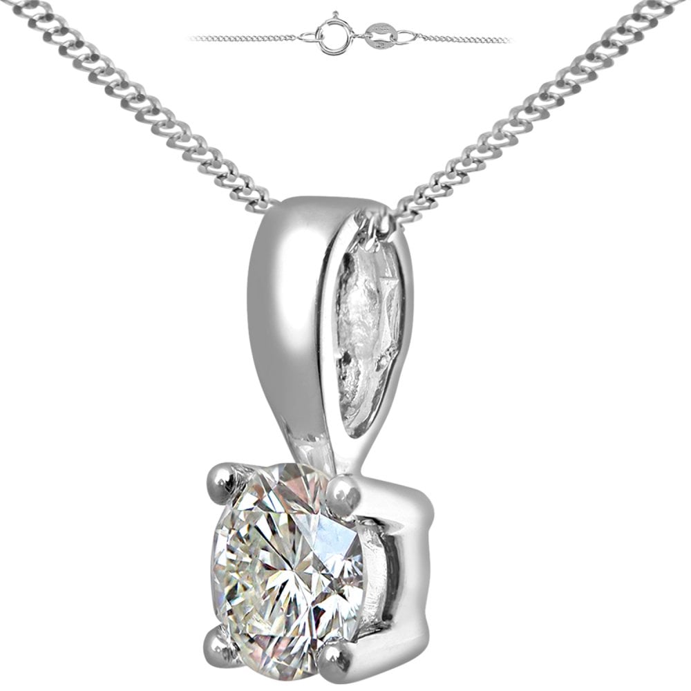 SPARKLD 18ct White Gold Round Brilliant 0.25ct Diamond Solitaire Pendant Necklace