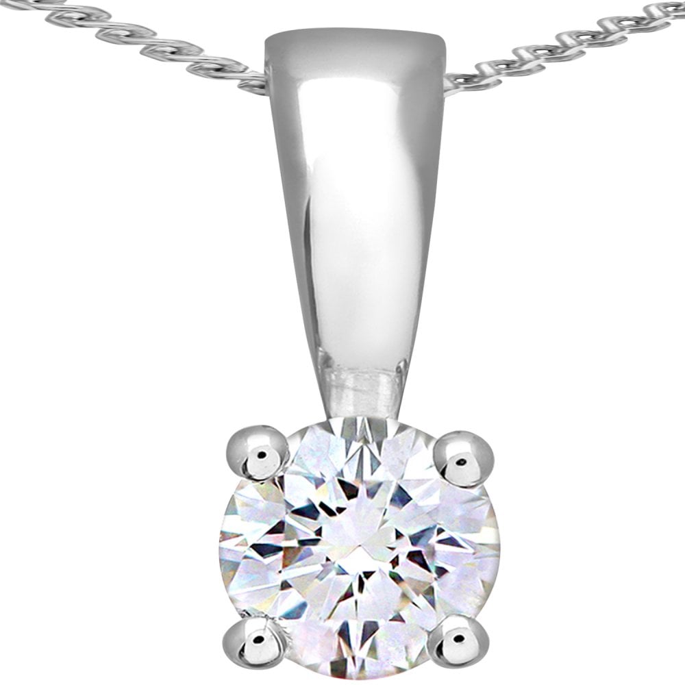 SPARKLD 18ct White Gold Round Brilliant 0.25ct Diamond Solitaire Pendant Necklace