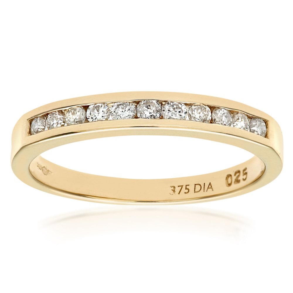 SPARKLD 9ct Yellow Gold 0.25ct Diamond Channel Set Eternity Ring