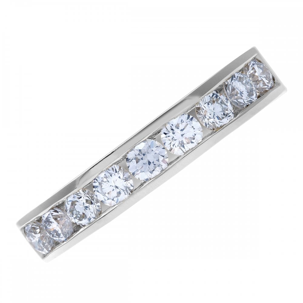 SPARKLD 18ct White Gold Channel Set Half Eternity Ring, IJ/I Certified 0.75ct Round Brilliant Diamonds