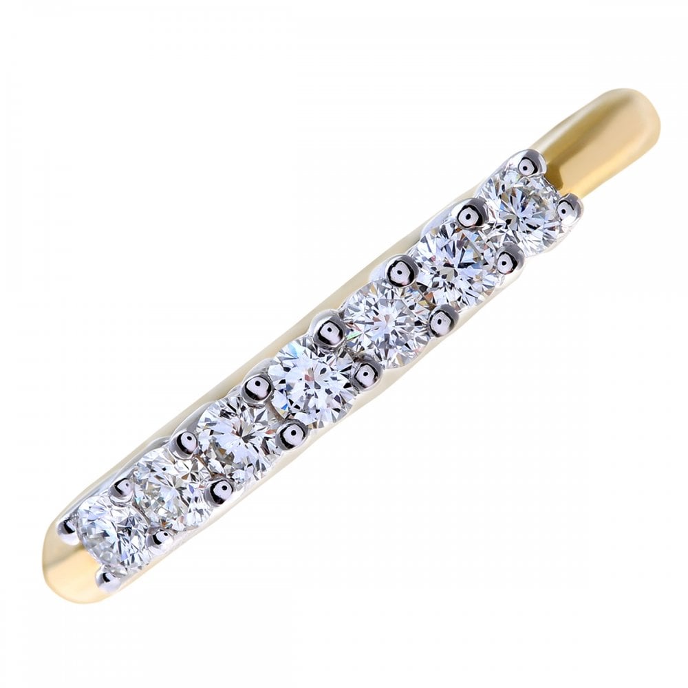 SPARKLD 18ct Yellow Gold 7 stone Eternity Ring, IJ/I Certified 0.33ct Round Brilliant Diamonds