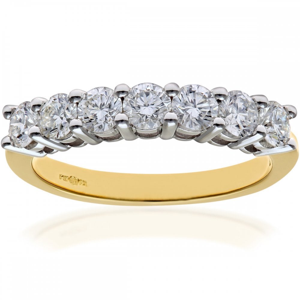 SPARKLD 18ct Yellow Gold Eternity Ring, IJ/I Certified 1.00ct Round Brilliant Diamonds