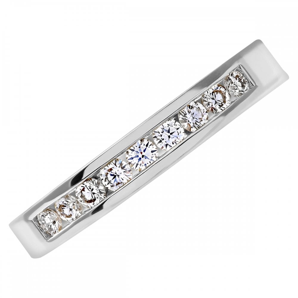 SPARKLD Platinum Channel Set Half Eternity Ring, IJ/I Certified 0.25ct Round Brilliant Diamonds
