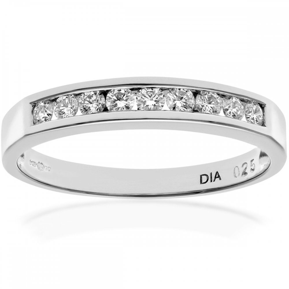 SPARKLD 18ct White Gold 0.25ct IJ/I Certified Round Brilliant Diamonds Channel Set on  Half Eternity Ring