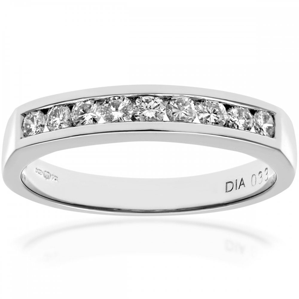 SPARKLD Platinum Channel Set Half Eternity Ring, IJ/I Certified 0.33ct Round Brilliant Diamonds