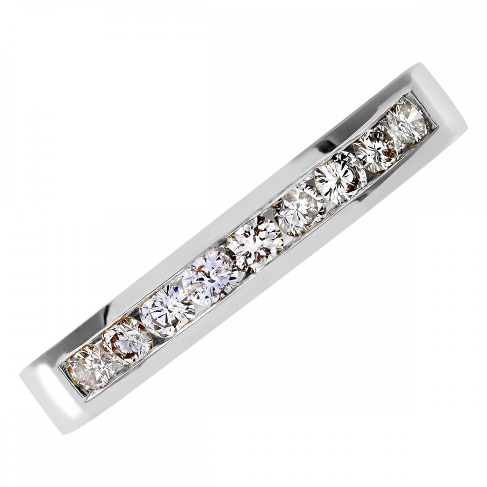 SPARKLD 18ct White Gold Channel Set Half Eternity Ring, IJ/I Certified 0.33ct Round Brilliant Diamonds