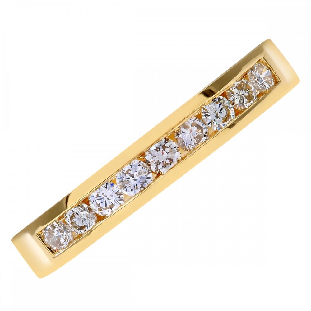 SPARKLD 18ct Yellow Gold Channel Set Half Eternity Ring, IJ/I Certified 0.33ct Round Brilliant Diamonds