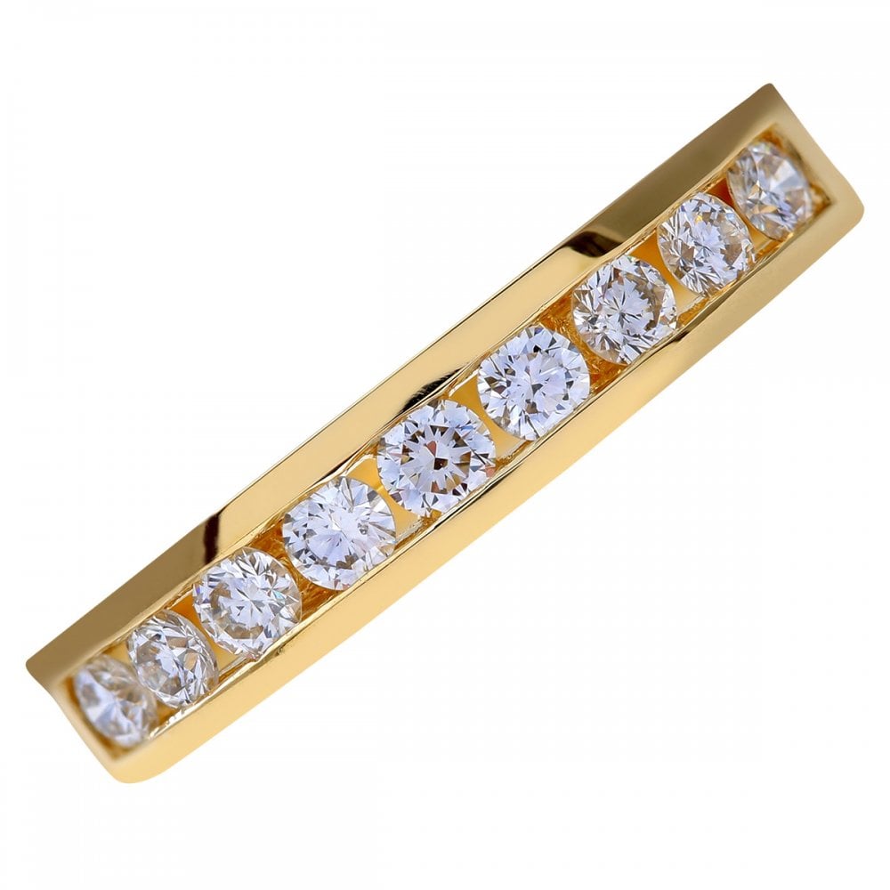 SPARKLD 18ct Yellow Gold 0.50ct Round Brilliant IJ/I Certified Diamonds Channel Set  Half Eternity Ring
