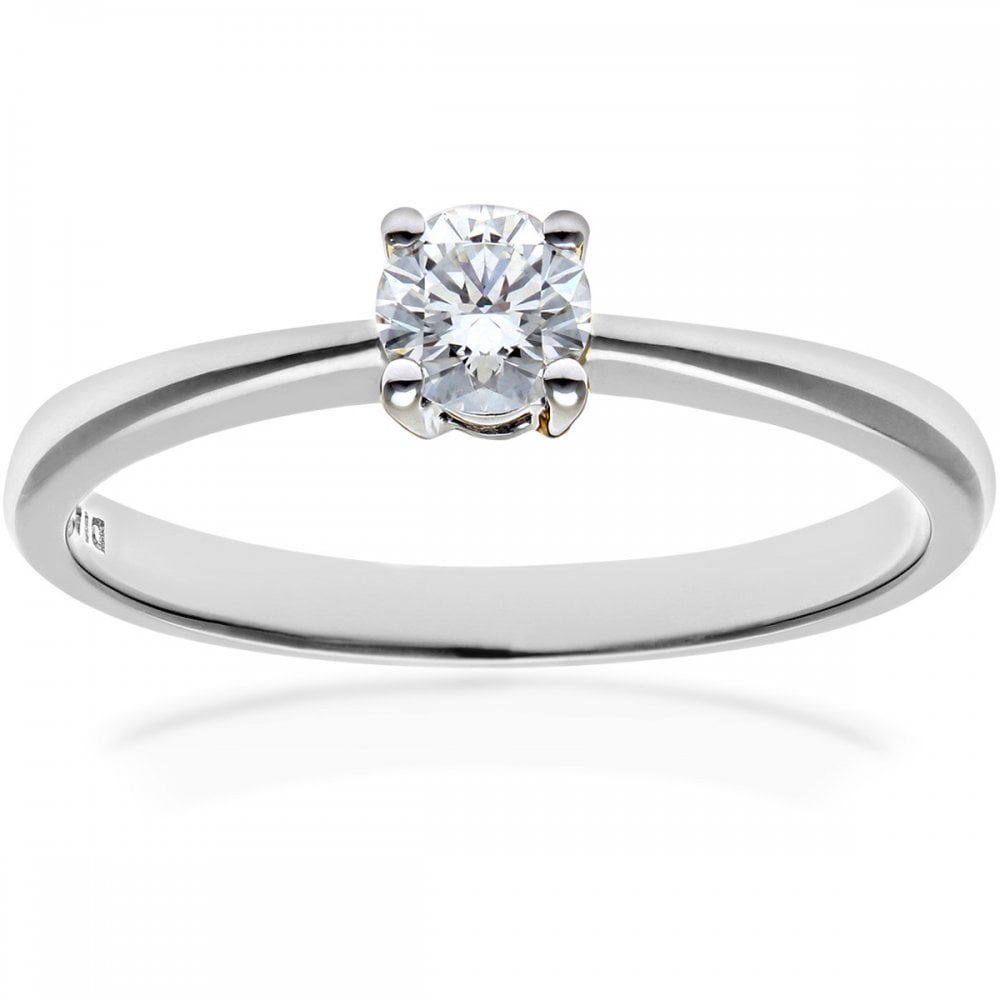 SPARKLD 18ct White Gold Solitaire Engagement Ring, H/SI Certified 0.25ct  Round Brilliant Diamond