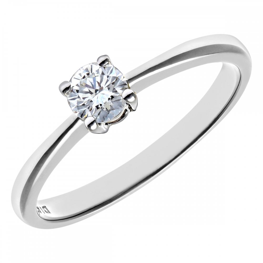 SPARKLD 9ct White Gold Round Brilliant IJ/I Certified 0.25ct Diamond Solitaire Engagement Ring