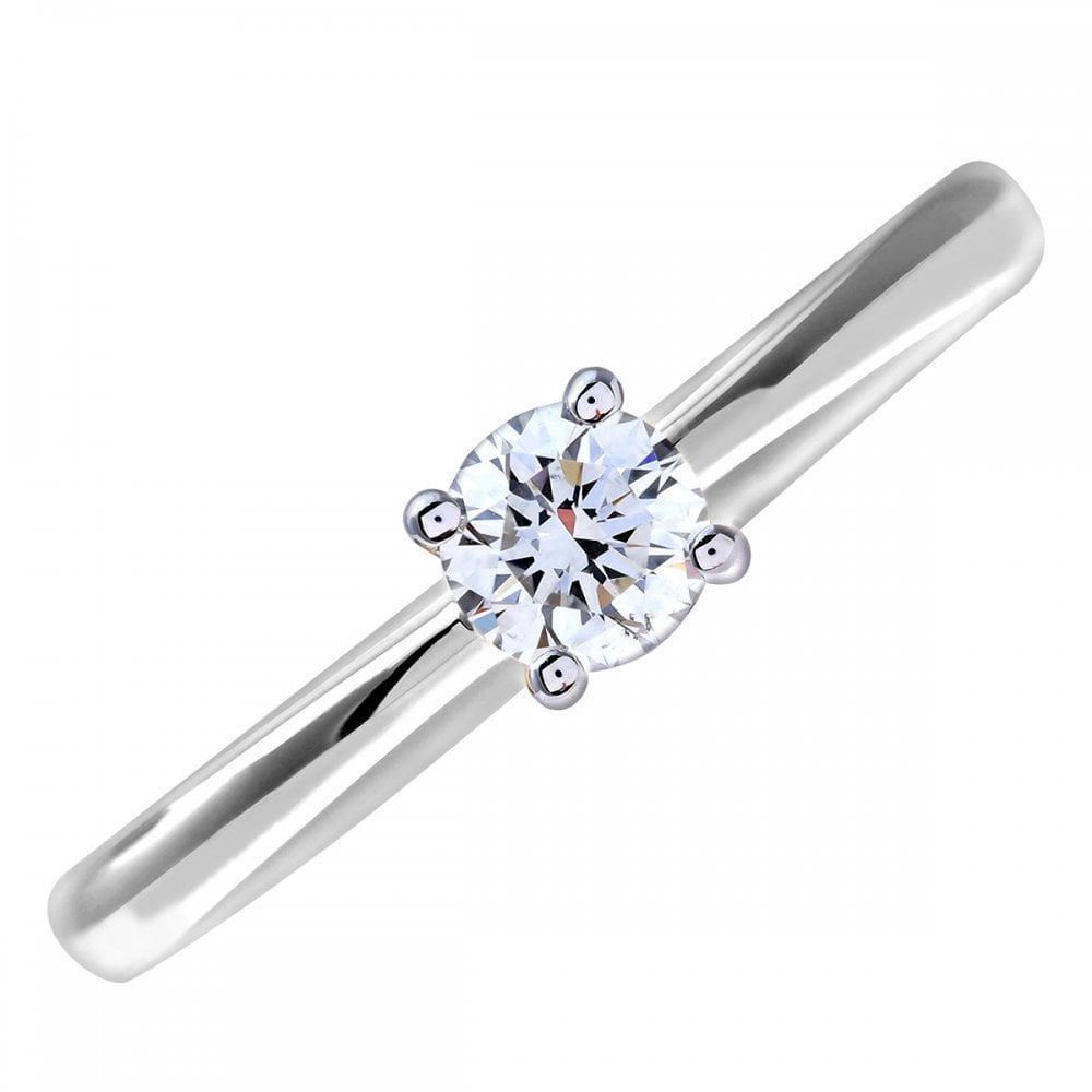 SPARKLD 9ct White Gold Round Brilliant IJ/I Certified 0.25ct Diamond Solitaire Engagement Ring