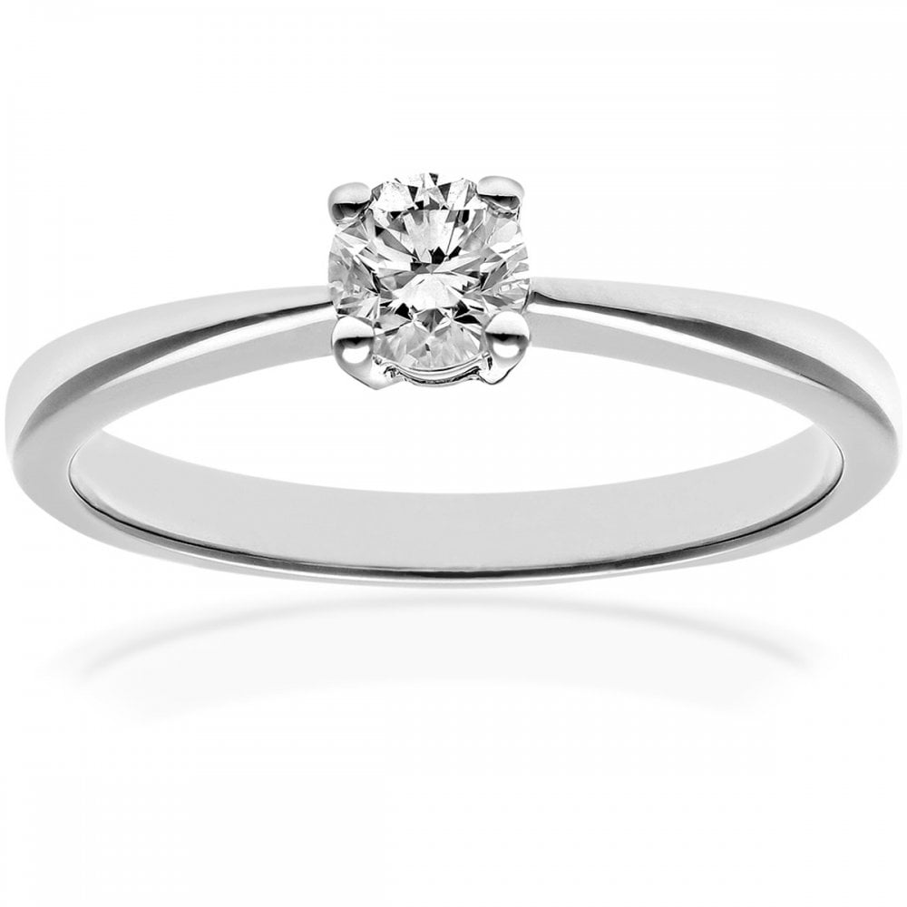 SPARKLD Platinum Solitaire Engagement Ring, H/SI Certified 0.33ct Diamond, Round Brilliant
